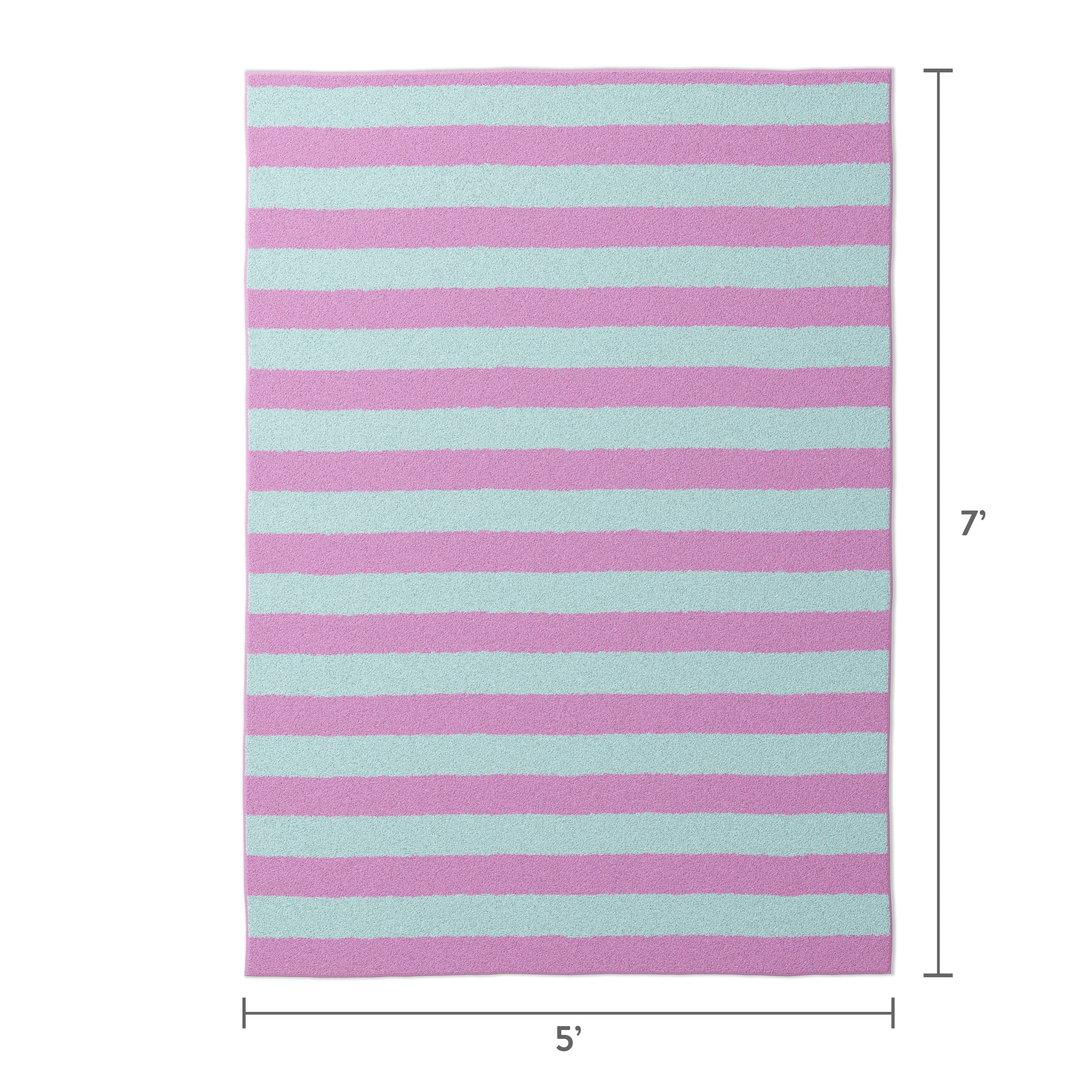 Mainstays Kids Tufted Pink and Light Purple Stripe Washable Area Rug, 5 ft x 7 ft