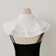 thumbnail image 4 of Womens French Style Double Layer Stand Up False Collar Capelet Elegant Solid Decorative Blouses Top Tied Shawl Scarf White, 4 of 4