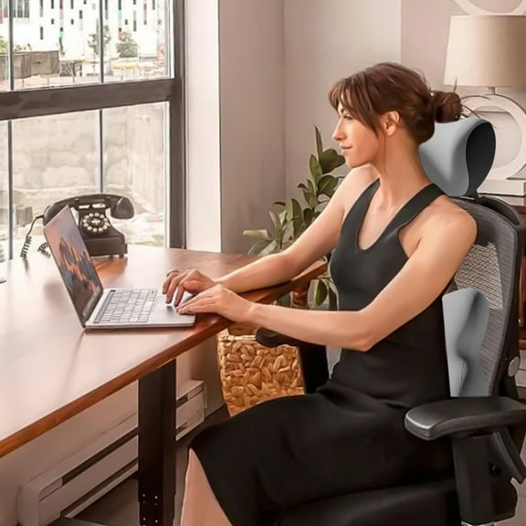 EDHITNR Ergonomic Car Lumbar Cushion Set, Double-Layer Support Backrest Pillow for Driving Seat, Colorful Neck Lumbar Support Cushion for Office Commuting Travel, Dark Gray