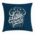 thumbnail image 1 of Enjoy the Little Things Throw Pillow Cushion Cover, Positive Phrase with Curlicues on Blue Shade Background, Decorative Square Accent Pillow Case, 24 X 24 Inches, Navy Blue and White, by Ambesonne, 1 of 2