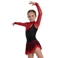 thumbnail image 4 of TSSOE Children Girls Figure Ice Skating Dress Gymnastics Lyrical Dance Latin Jazz Competitions Outfit Dancewear Burgundy 6, 4 of 6