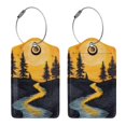 thumbnail image 3 of Sikiie Sunset River Pine Trees Luggage Tag for Suitcase Leather Baggage Tag with Stainless Steel Loop Privacy Cover for Women Men Girls-2 PCS, 3 of 5