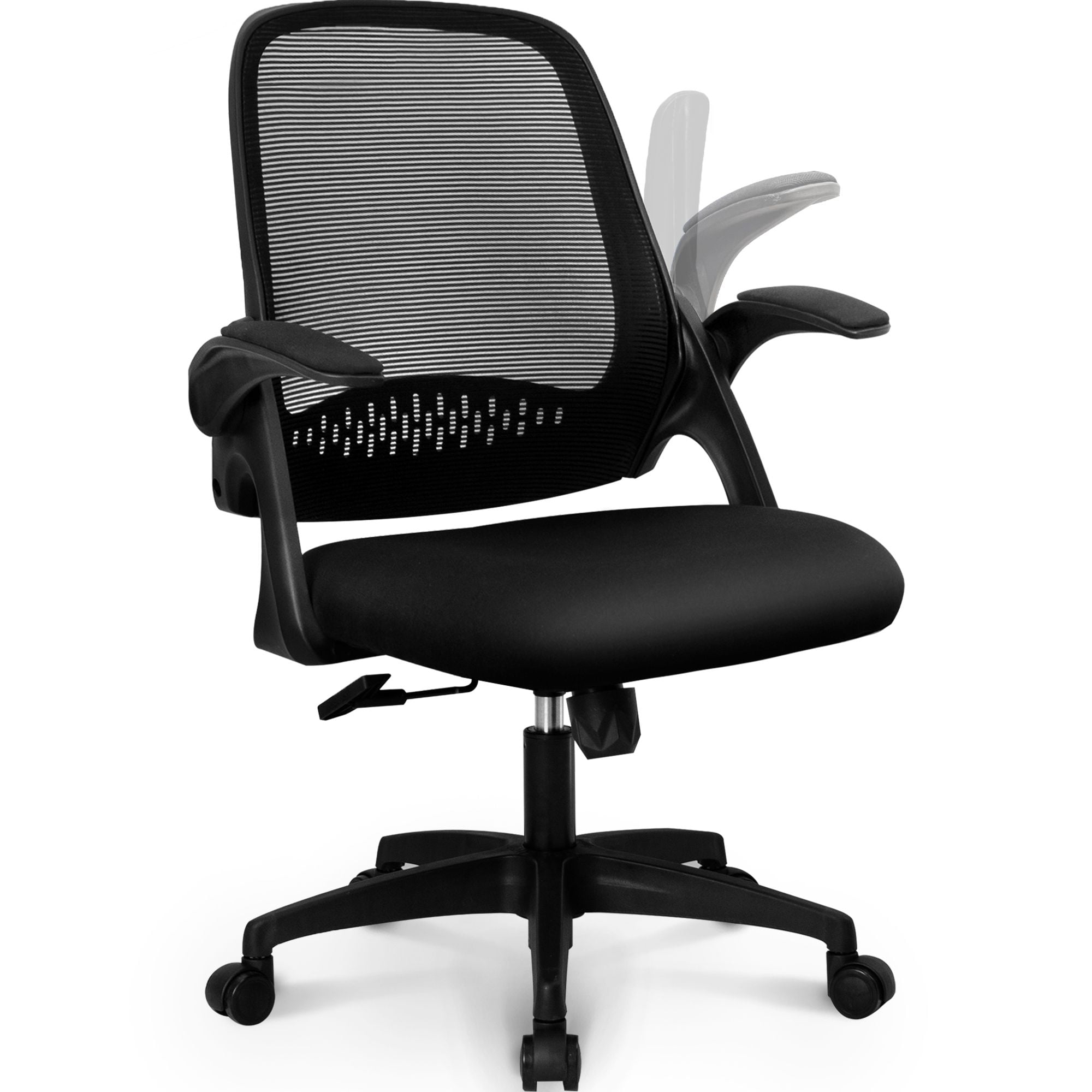 NEO CHAIR Office Chair, Flip-up Padded Armrests Desk Chair, Ergonomic Back Support, Black