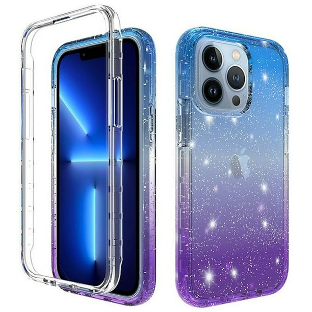 Color Gradient Sheer Sparkle Case For Iphone 13 Pro Blue Purple Walmart Com