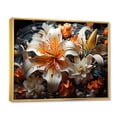 thumbnail image 2 of Designart "Lilies Vibrant Peach White painting" Floral Floater Framed Wall Decor, 2 of 7