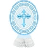 Radiant Cross Religious Centerpiece Decorations, 8 in, Blue, 3ct