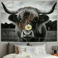 thumbnail image 2 of BCIIG Cow Tapestry, Longhorn Highland Cow Tapestry Bedroom Aesthetic, Funny Western Farmhouse Animals Wall Decor, Rustic Cool Country Rural Gray Bull Cattle Wall Art for Living Room Home Decor,, 2 of 6