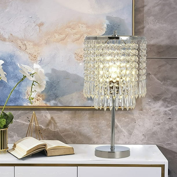 Bestgood Decorative Chrome Nightstand Crystal Table Lamp Elegant Desk For Bedside Bedroom Living Room Dining Coffee Bookcase 9 8x9 8x16 5 Com Bestgood Decorative Chrome Nightstand, Desk Lamp Chandelier Crystal Clear