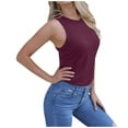 thumbnail image 2 of Womens Tank Tops $4.98 Sleeveless Round Neck Casual Ladies Vest Tank Wine S, 2 of 6