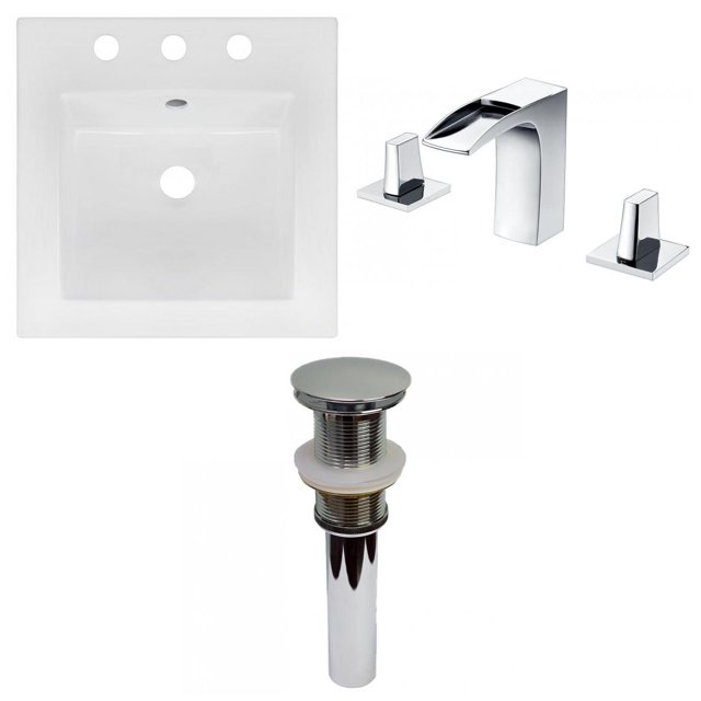 American Imaginations 16.5-in. W 3H8-in. Ceramic Top Set In White Color - Drain Incl. AI-32980