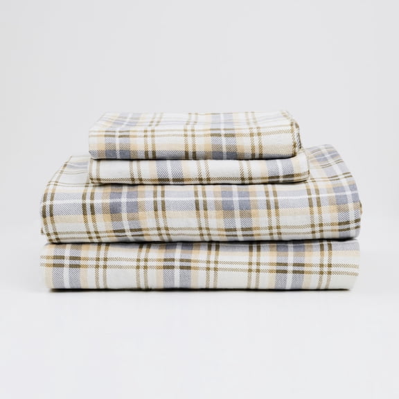 Melly Plaid 100% Cotton 4-Piece Full Flannel Sheet Set