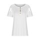 thumbnail image 2 of Mujer Casual Manga Corta Top Encaje Hueco Botón Empalme Cómoda Moda Verano Blusa Blanco S, 2 of 5