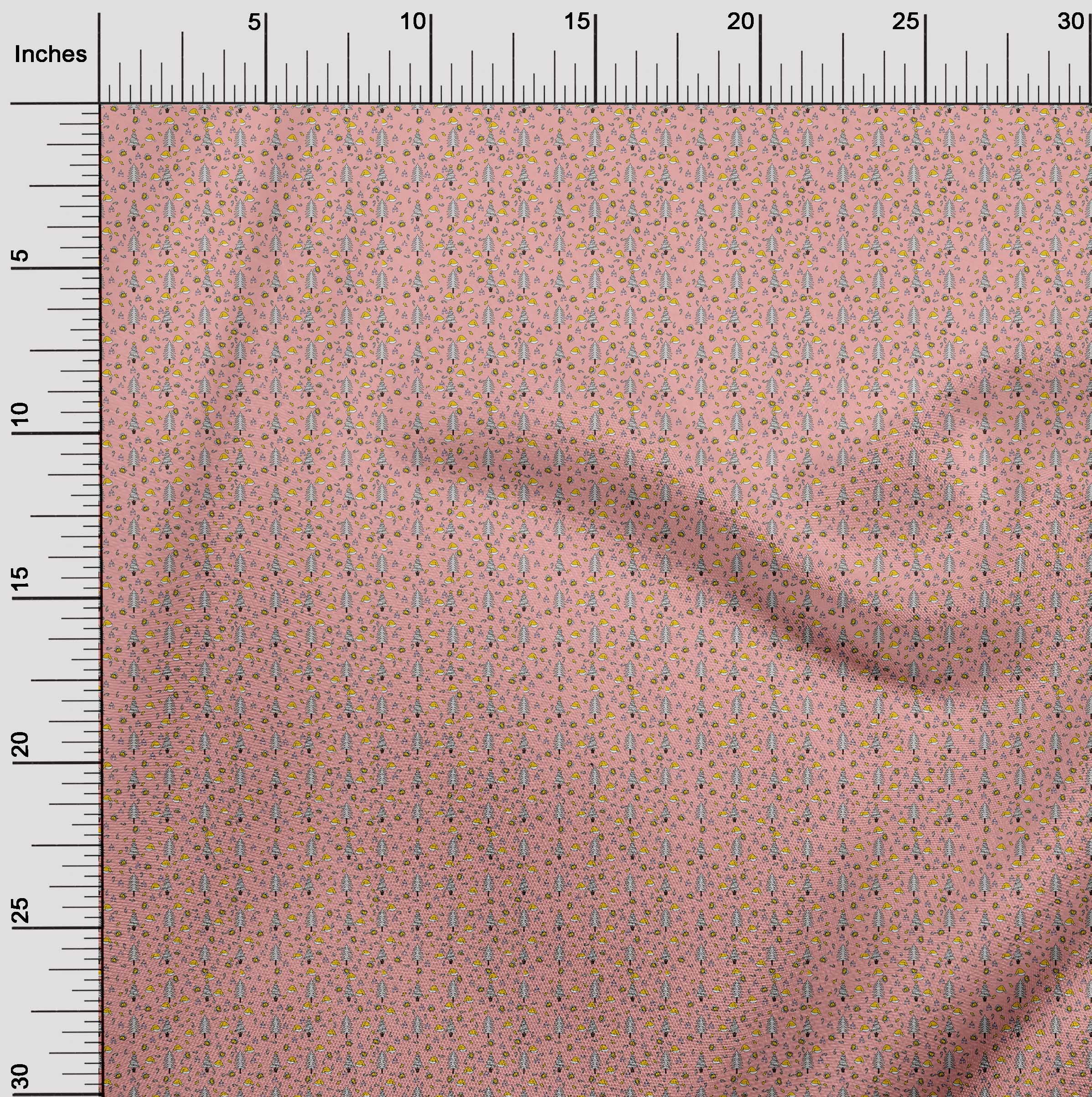 oneOone Cotton Poplin Light Pink Fabric Christmas Quilting Supplies Print Sewing Fabric By The Yard 42 Inch Wide