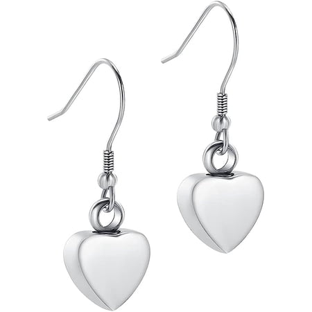 Tiny Crystal / Heart / Teardrop Stainless Steel Cremation Earring for Women Keepsake Memorial Urn Jewelry for Ashes of Loved Ones