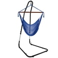 thumbnail image 1 of Sunnydaze Caribbean Style Extra Large Hanging Rope Hammock Chair Swing with Adjustable Stand - 300 lb Weight Capacity - Blue, 1 of 9