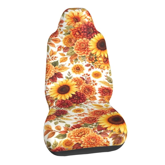 Sunflower Autumn Floral Car Seat Covers Stretch Car Seat Protectors Universal Fit
