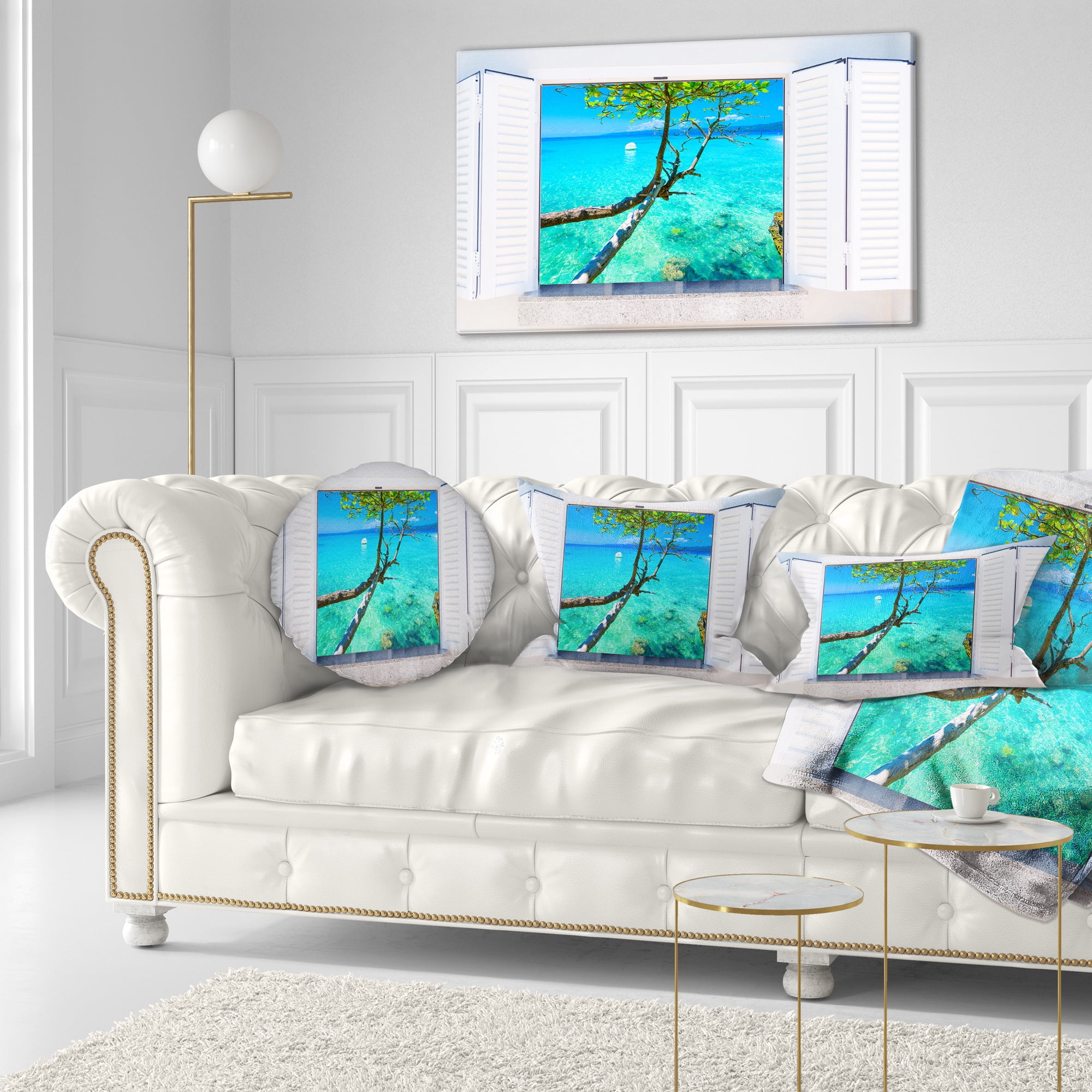 Designart 12" x 20" Blue Polyester Throw Pillow
