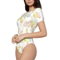 thumbnail image 2 of KLL Women 's Crew Neck Bodysuit Jumpsuits Easter Rabbit Print Short onesies Stretch T Shirts, 2 of 7