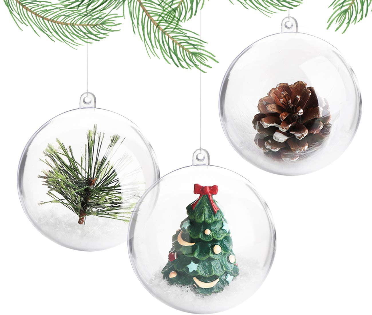 5PCS Ball Plastic Baubles Clear Fillable Xmas Tree Decor Ornament 