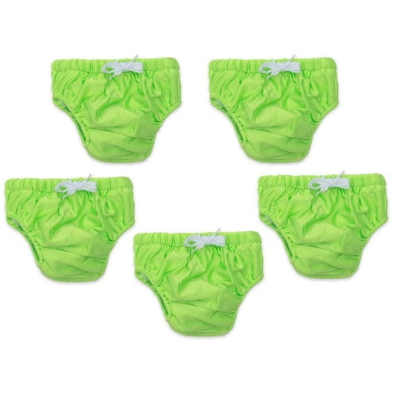 KaWaii Baby Unisex Infant Toddler Swim Diapers, Reusable Swimming Pants (Pack of 5 Green L 32-40 lbs)