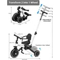 thumbnail image 5 of Toddler Bike, 6 in 1 Folding Toddler Tricycle for 1-4 Year Old with Parental Control Handle, Balance Bike with Removable Pedal, Backrest, Adjustable Seat and Handle, First Birthday Gifts (White), 5 of 6
