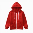 thumbnail image 6 of TOWED22 Boy Girl Hoodie Sweatshirt Zip-Up Cotton Casual Pocket Jacket Spring Fall Clothes(Red,7-8 Y), 6 of 9