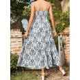 thumbnail image 6 of Summer Dress Casual Womens Boho Dress Sleeveless Printed Long Tiered Maxi Dress Beach Dress 2025 Blue XL, 6 of 7