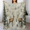 thumbnail image 4 of Christmas Elk Theme Flannel Throw Blanket for Gifts for Women Men Girls Boys All Seasons, 4 of 7