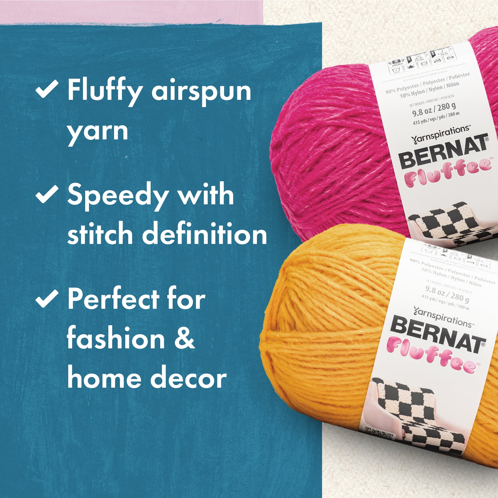 Bernat® Fluffee™ #5 Bulky Blend Yarn, Sunshine Yellow 9.8oz/280g 415 Yards
