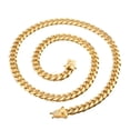 thumbnail image 2 of Mens Miami Cuban Link Bracelet Chain Necklace 18k Gold Plated Stainless Steel, 2 of 5