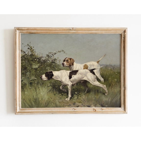 Vintage English Pointers, Rustic Animal Portrait Home Decor #1519, Unframed Poster Size 8x12
