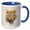 Blue/White, variant on 3drose, Watercolor Tiger Wildlife with Grey Background Portrait, 15oz Mug