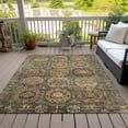 thumbnail image 3 of HomeRoots 629435 9 x 12 ft. Artichoke Green, Gold & Beige Medallion Washable Traditional Indoor & Outdoor Rectangle Area Rug, 3 of 9