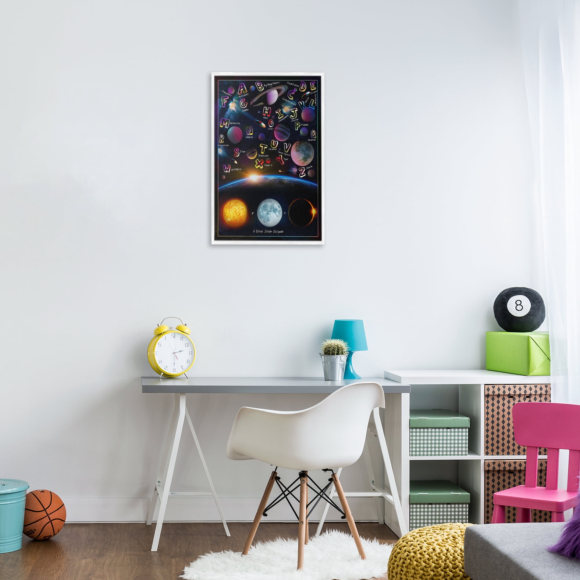 Educational Astronomy Alphabet White Framed Giclee Art, design by Ali Chris