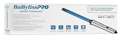 BaBylissPRO Nano Titanium ¾” Small Barrel Curling Iron, All Hair Types, 1 Count