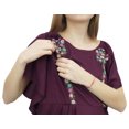thumbnail image 5 of Bimba Plum Embroidered Moms Maternity Dress Nursing Gown Women's Sleepwear - 4, 5 of 6