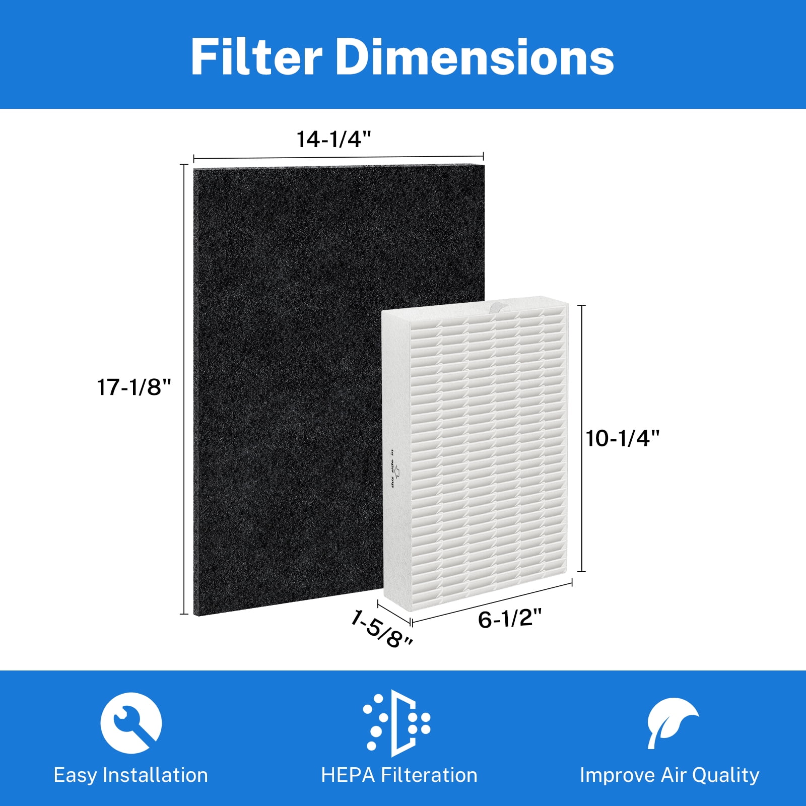 Brightify 3 HEPA Air Filters R with 6 Carbon Pre-Filters A for Honeywell HPA300, Air Purifier Filter Replacements Compatible with Honeywell HPA300VP, HPA304, HPA5300, HPA 835 Series Air Purify