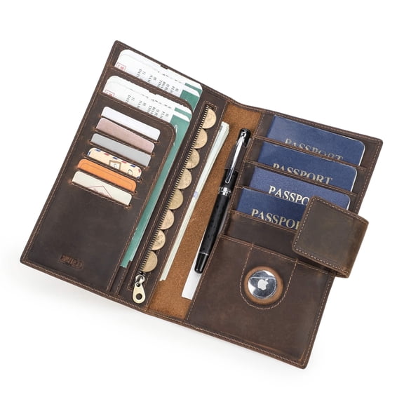 Contact's Family 4 Passports Holder RFID Blocking Travel Wallet Passport Cover for Men Women, Coffee