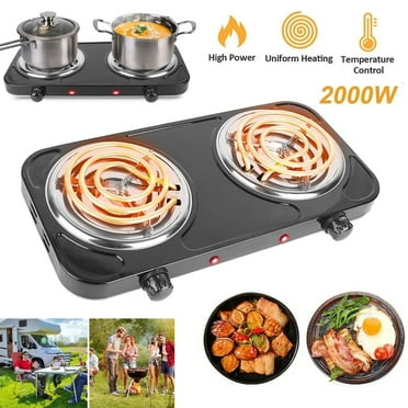 LASIEYO 2000W Electric Double Burner Electric Hot Plate Heating Stove with 5 Adjustable