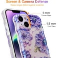 thumbnail image 4 of Case for iPhone 15, Colorful Retro Oil Painting Printed Flower Laser Glossy Pattern Cute Curly Waves Border Exquisite Phone Cover Stylish Durable TPU Protective Case for Girls Women - Purple, 4 of 18
