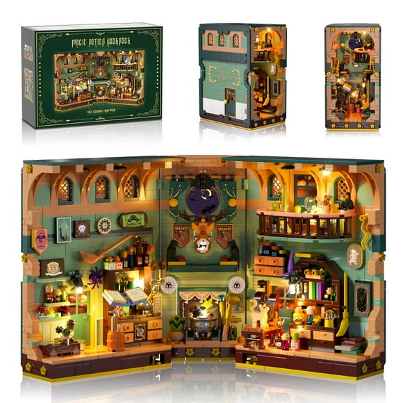 Set de construcción INSOON Magic Potion Bookknook con luz, 990 unidades