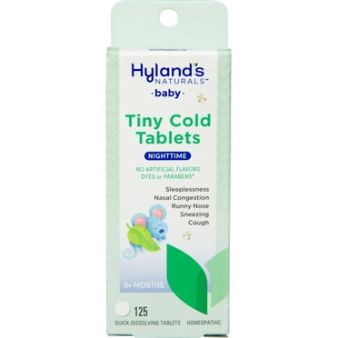Hyland's Baby Tiny Cough & Cold Nighttime, 125 Quick-Dissolving Tablets for Colds