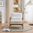 thumbnail image 2 of Accent Chair, Upholstered Single Sofa Chair with Solid Wood Armrest and Feet, Modern Woden Leisure Lounge Chair with Soft Paded Seat and Pillow, Side Chair for Living Room Bedroom Apartment, White, 2 of 8