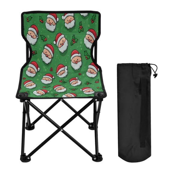 Folding Chair Camping Chair For Camping Picnicking Outdoor Beach and Travel Green Pattern Of Cartoon Faces