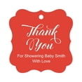 thumbnail image 1 of Darling Souvenir Baby Shower Thank you Favor Tags Custom Hang Gift Tags-Red-100 Tags, 1 of 1