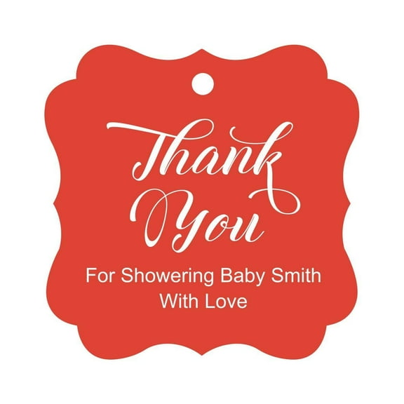 Darling Souvenir Baby Shower Thank you Favor Tags Custom Hang Gift Tags-Red-50 Tags
