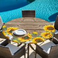 thumbnail image 5 of Sunflowers Retro Round Tablecloth 55-60 Inch Round Fitted Table Cloth with Elastic Edge, Pastoral Floral Wooden Planks Farmhouse Waterproof Table Cover Protector for Outdoor Picnic Party Dining, 5 of 6