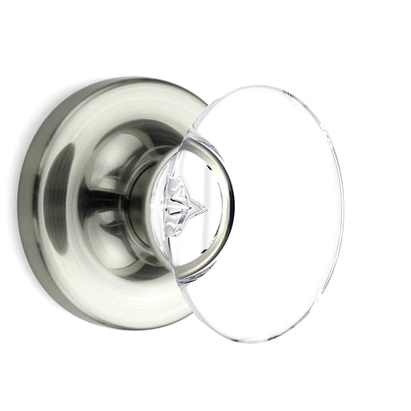 Privacy Oval Egg Crystal Door Knobs Satin Nickel Round Rosette