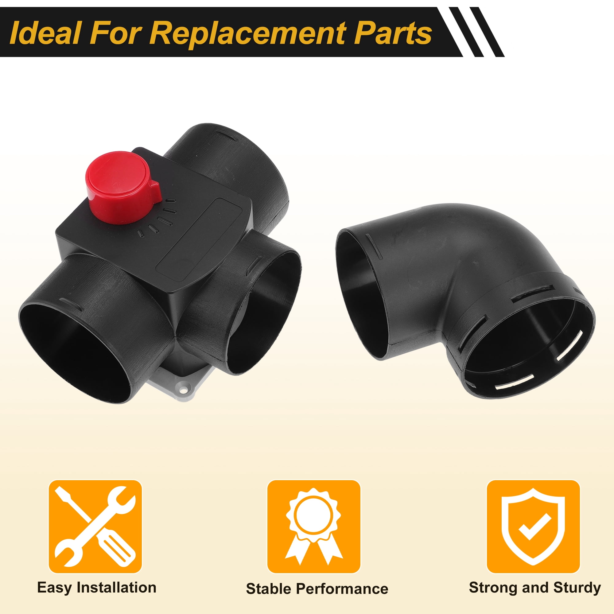 Car Heater Warm Air Ducting Pipe 75 mm Tee Elbow Outlet Connector Diesel Heater Duct Connector for Parking Caravan Heaters Black Plastic 1 Pcs