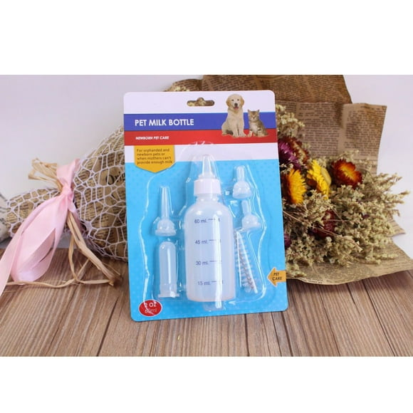 BRIGHTFUFU Kit de biberón para mascotas de 60ML, juego de biberones para lactancia de perros y gatos para gatitos, cachorros y animales pequeños